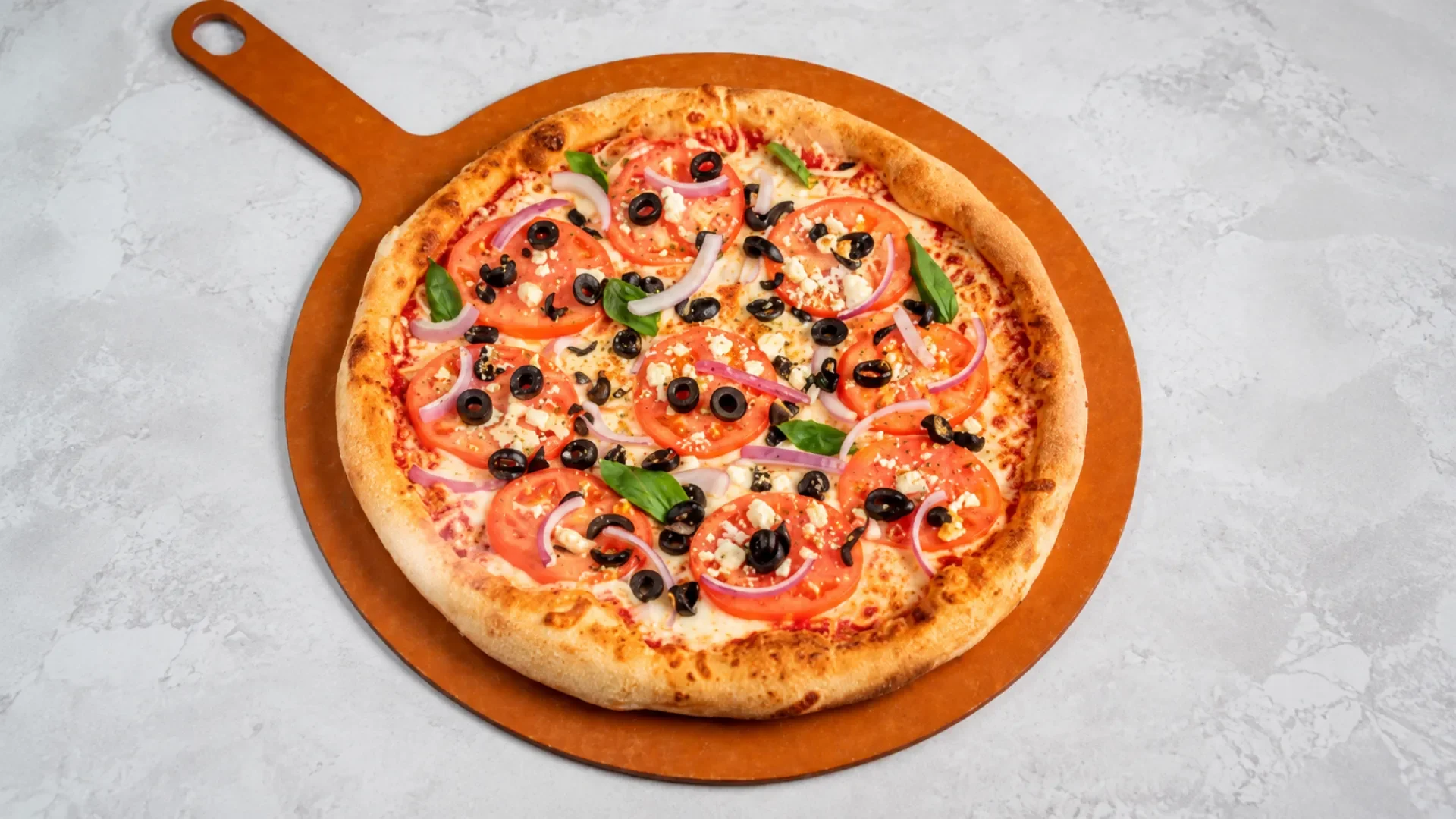 Applestone Pizzeria - Traditional Pizza - 4 to 5 Gourmet and Regular Toppings GREEK- (Vegetarian Pizza)
